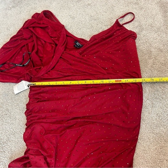 Marciano for Guess red crystal rhinestone embellished one shoulder ruched dress - Picture 16 of 17